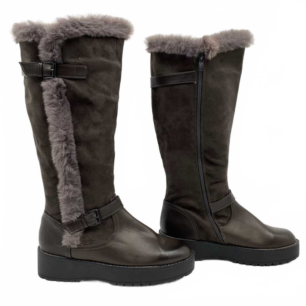 Wanted Gray Faux Fur Trim Platform Knee-High Boots | Women’s US10